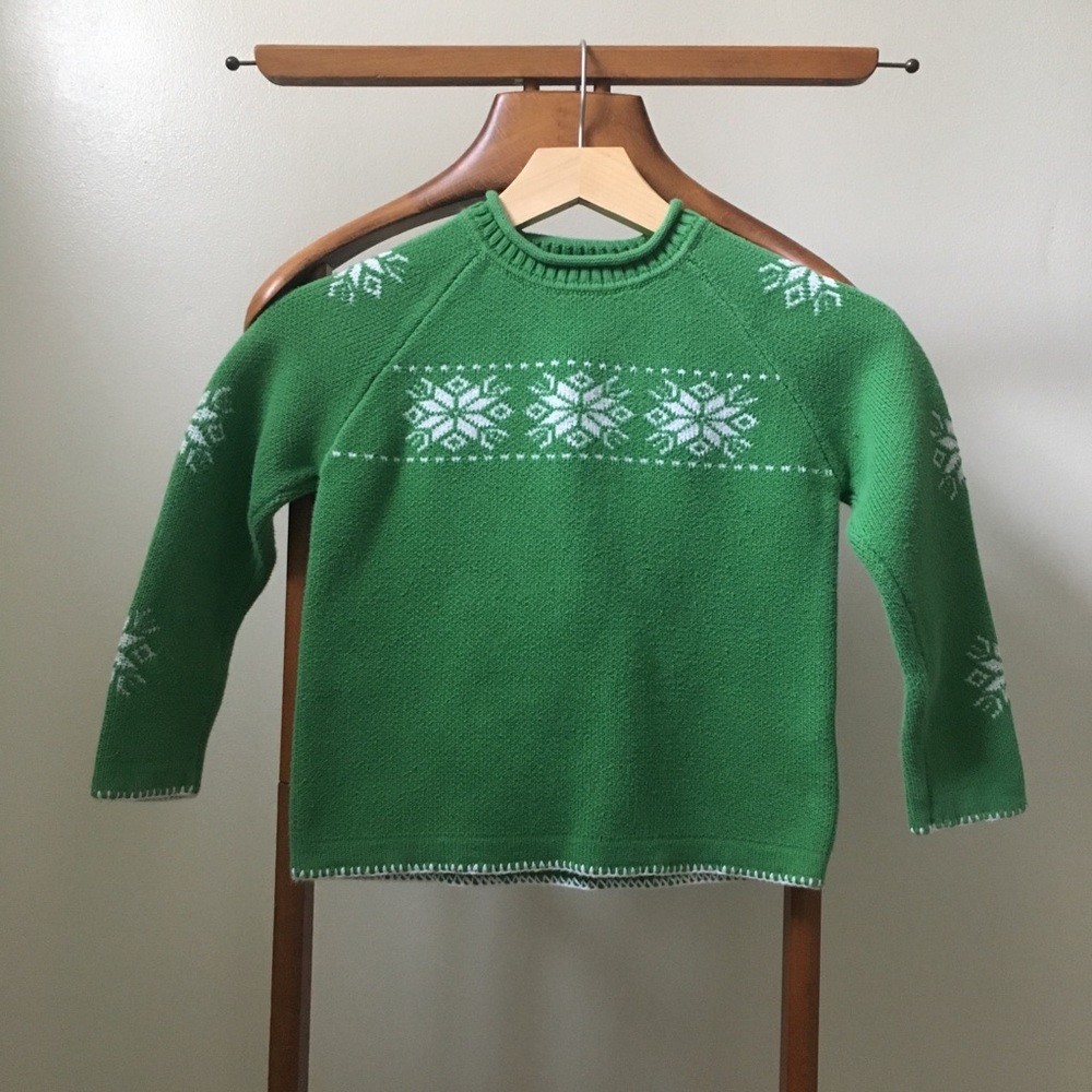 Hanna Andersson Green Snowflake Sweater